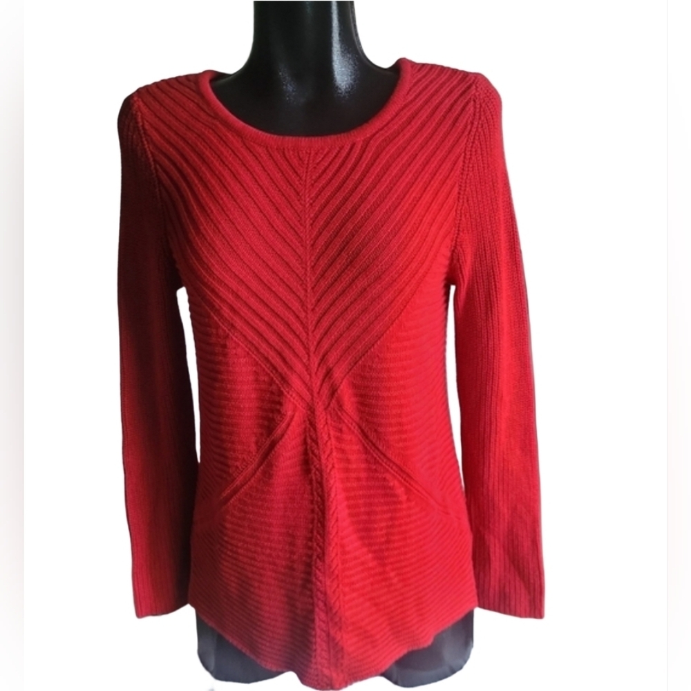 Dana Buchman Red Textured Knit Sweater Size M